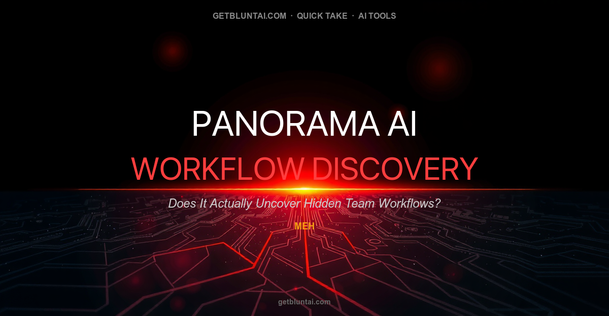 Panorama AI workflow discovery cyberpunk map showing glowing neon team topology