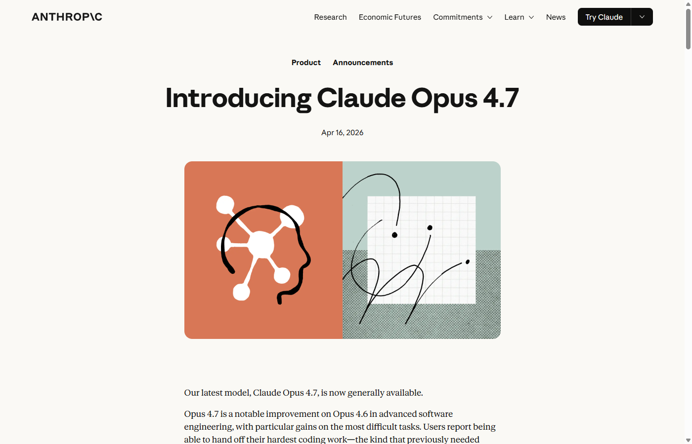 Anthropic: Introducing Claude Opus 4.7, April 16, 2026