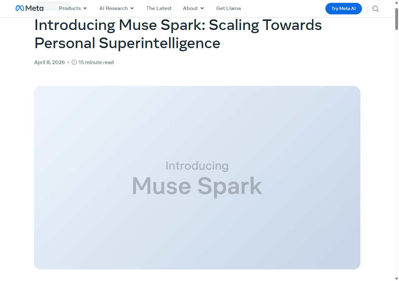Meta's official Muse Spark announcement page